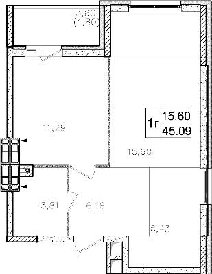 1-комнатная 45.09 м² в ЖК Атлант на Киевской от 20 600 грн/м², г. Бровары