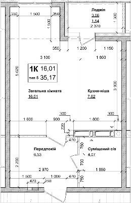 1-кімнатна 35.17 м² в ЖК Атлант на Київській від 20 000 грн/м², м. Бровари