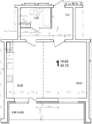 1-комнатная 50.72 м² в ЖК Олимпийский от 14 200 грн/м², г. Бровары