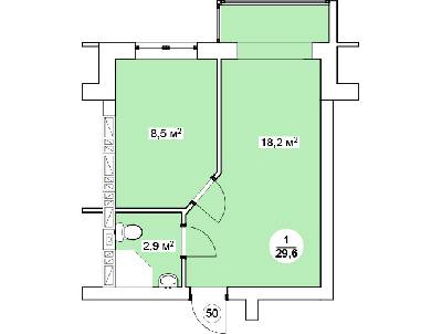 1-комнатная 29.6 м² в ЖК Новая Дания от 13 250 грн/м², с. Софиевская Борщаговка