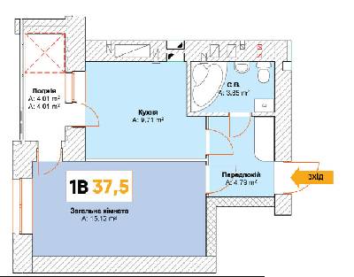 1-кімнатна 37.48 м² в ЖК Continent від 15 000 грн/м², м. Буча