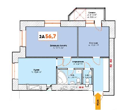 2-комнатная 56.73 м² в ЖК Continent от 14 100 грн/м², г. Буча