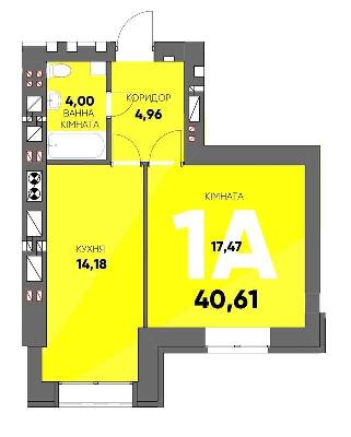 1-комнатная 40.61 м² в ЖК Continent Ray от 25 200 грн/м², г. Буча
