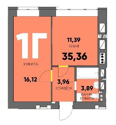 1-кімнатна 35.36 м² в ЖК Continent Ray від 25 200 грн/м², м. Буча