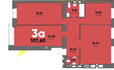 3-комнатная 107.6 м² в ЖК Continent Ray от 22 500 грн/м², г. Буча