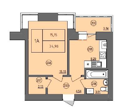 1-комнатная 34.98 м² в ЖК Жасмин от 15 000 грн/м², г. Ирпень