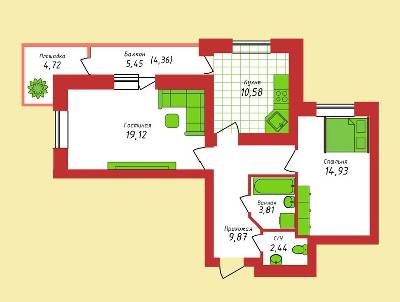2-комнатная 65.07 м² в ЖК Кампа от 18 000 грн/м², г. Буча