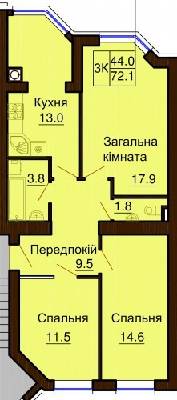 3-комнатная 72.1 м² в ЖК София Клубный от 30 000 грн/м², с. Софиевская Борщаговка