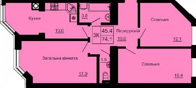 3-комнатная 74.1 м² в ЖК София Клубный от 24 000 грн/м², с. Софиевская Борщаговка