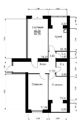 3-комнатная 84.15 м² в ЖК Софиевский квартал от 15 000 грн/м², с. Софиевская Борщаговка