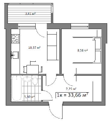 1-комнатная 33.6 м² в ЖК Гранд Виллас от 9 500 грн/м², пгт Ворзель