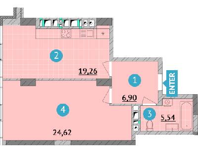 1-комнатная 56.32 м² в ЖК Smart Plaza Obolon от 47 550 грн/м², Киев