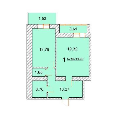 1-комнатная 52.94 м² в ЖК на ул. Новая, 31А, 31Б от 22 000 грн/м², г. Борисполь