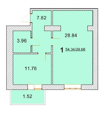 1-комнатная 54.34 м² в ЖК на ул. Новая, 31А, 31Б от 22 000 грн/м², г. Борисполь
