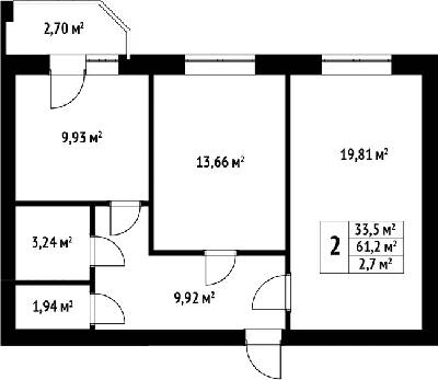 2-комнатная 61.2 м² в ЖК Волошковый от 17 950 грн/м², с. Софиевская Борщаговка