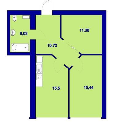 2-комнатная 59.07 м² в ЖК Милые квартиры от 8 900 грн/м², с. Мила