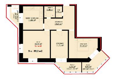 3-комнатная 89.2 м² в ЖК Набережный от 25 000 грн/м², г. Белая Церковь