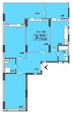 3-комнатная 119.02 м² в ЖК River House от 15 000 грн/м², г. Украинка