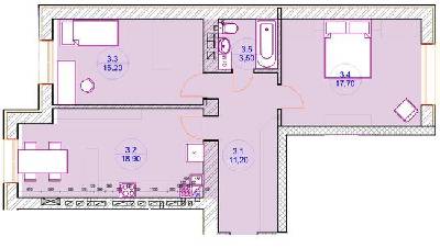 2-комнатная 66.53 м² в ЖК Renome от застройщика, г. Ирпень