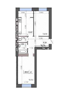 2-кімнатна 58 м² в ЖК Нові Метри Park від 24 000 грн/м², м. Ірпінь