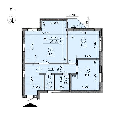 2-кімнатна 76.73 м² в ЖК Зеніт від 24 000 грн/м², м. Вишгород