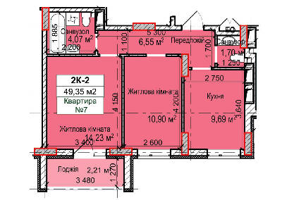 2-комнатная 49.35 м² в ЖК Вышгород Сити Парк от 16 000 грн/м², г. Вышгород