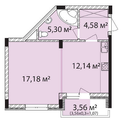 1-кімнатна 40.27 м² в ЖК Лавандовий від 17 300 грн/м², м. Бровари