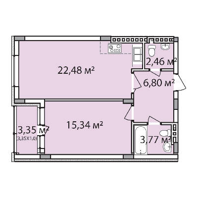 2-комнатная 54.2 м² в ЖК Лавандовый от 20 000 грн/м², г. Бровары