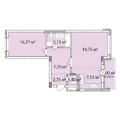 2-комнатная 60.65 м² в ЖК Лавандовый от 21 379 грн/м², г. Бровары