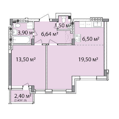 2-кімнатна 53.94 м² в ЖК Лавандовий від 21 379 грн/м², м. Бровари