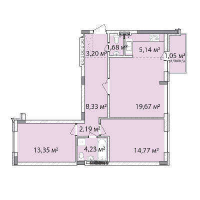 3-кімнатна 73.61 м² в ЖК Лавандовий від 15 700 грн/м², м. Бровари