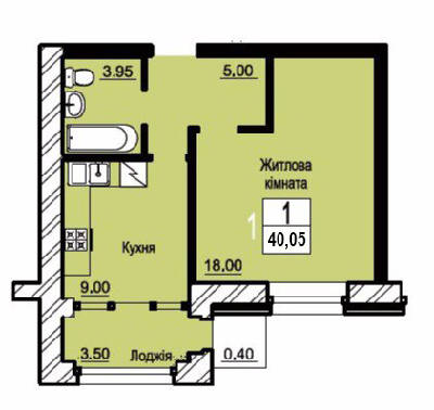 1-кімнатна 40.05 м² в ЖК Зелений від 14 000 грн/м², м. Біла Церква