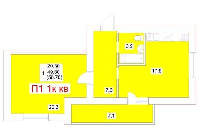 1-комнатная 56.7 м² в ЖК Мрія от 19 950 грн/м², г. Белая Церковь