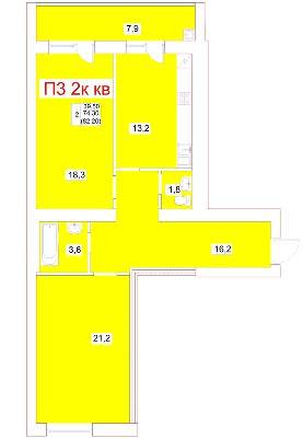 2-кімнатна 82.2 м² в ЖК Мрія від 19 500 грн/м², м. Біла Церква