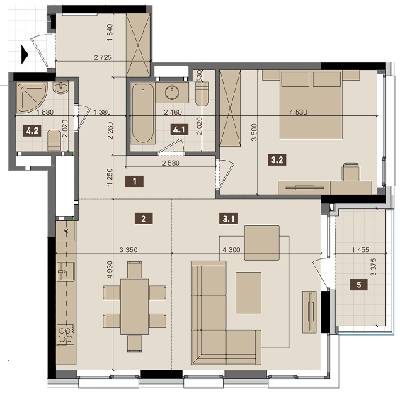2-комнатная 76.74 м² в ЖК Tetris Hall от 149 250 грн/м², Киев
