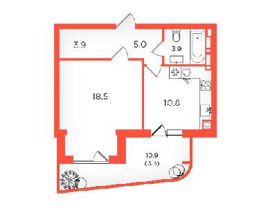 1-кімнатна 44.6 м² в ЖК Scandia від 17 200 грн/м², м. Бровари