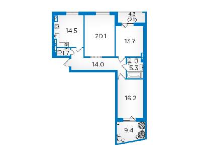 3-комнатная 90.4 м² в ЖК Scandia от 16 500 грн/м², г. Бровары