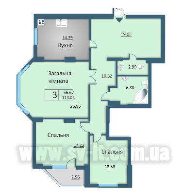 3-кімнатна 113.03 м² в ЖБ на вул. Каунаська, 2А від 24 300 грн/м², Київ