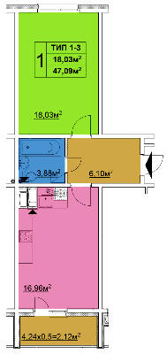 1-комнатная 47.09 м² в ЖК Квартал Тарасовский от 11 960 грн/м², с. Тарасовка