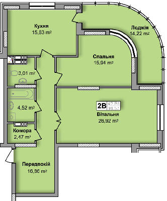 2-комнатная 99.57 м² в ЖК по ул. Ю. Кондратюка от 22 500 грн/м², Киев