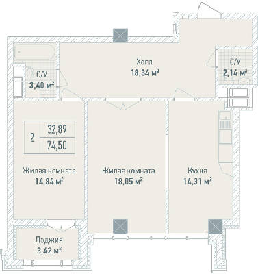 2-кімнатна 74.5 м² в ЖК Бульвар Фонтанів від 71 280 грн/м², Київ