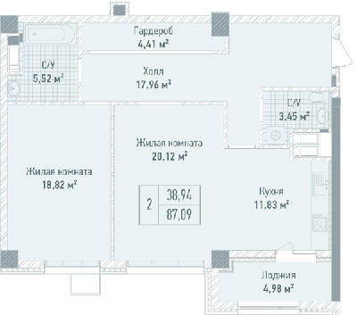 2-комнатная 87.09 м² в ЖК Бульвар Фонтанов от 71 280 грн/м², Киев