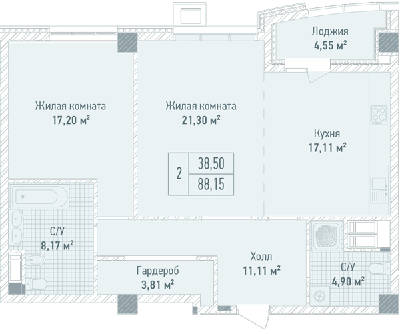 2-кімнатна 88.15 м² в ЖК Бульвар Фонтанів від 71 280 грн/м², Київ