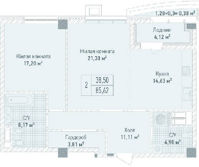 2-кімнатна 85.62 м² в ЖК Бульвар Фонтанів від 71 280 грн/м², Київ