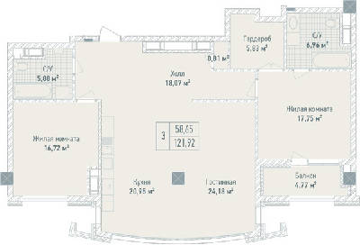 3-комнатная 121.92 м² в ЖК Бульвар Фонтанов от 71 280 грн/м², Киев