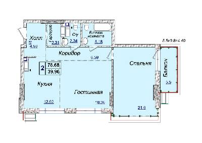 2-комнатная 78.68 м² в ЖК Новопечерские Липки от застройщика, Киев