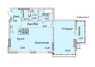 2-комнатная 78.72 м² в ЖК Новопечерские Липки от застройщика, Киев