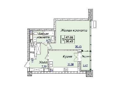 1-комнатная 47.66 м² в ЖК Новопечерские Липки от застройщика, Киев