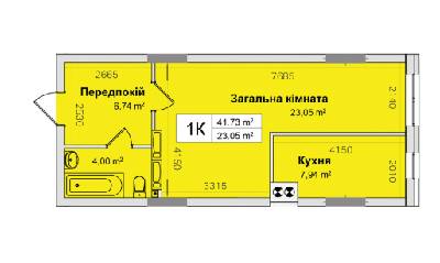 1-кімнатна 41.73 м² в ЖК Рів'єра від 24 300 грн/м², Київ