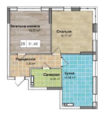 2-комнатная 61.46 м² в ЖК Ривьера от 23 000 грн/м², Киев